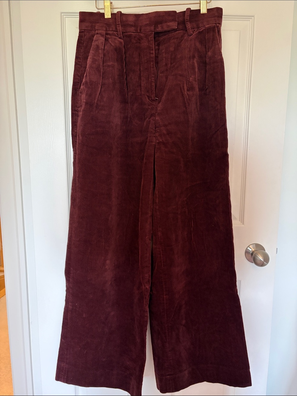 Banana Republic Corduroy Wide-Leg Trousers in Deep Burgundy